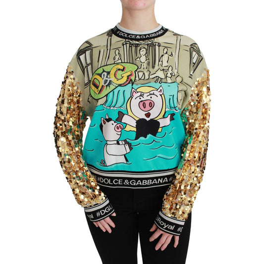 Dolce & Gabbana Year of the Pig Sequined Top Sweater TSH4667-36