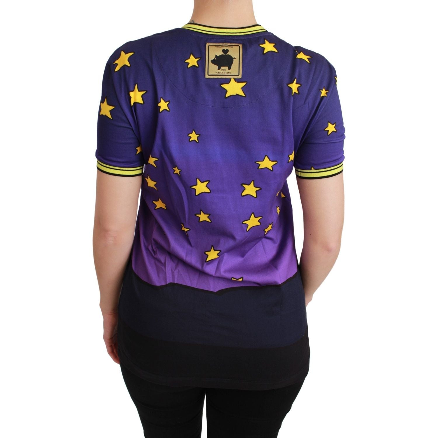 Dolce & Gabbana Purple YEAR OF THE PIG Top Cotton T-shirt
