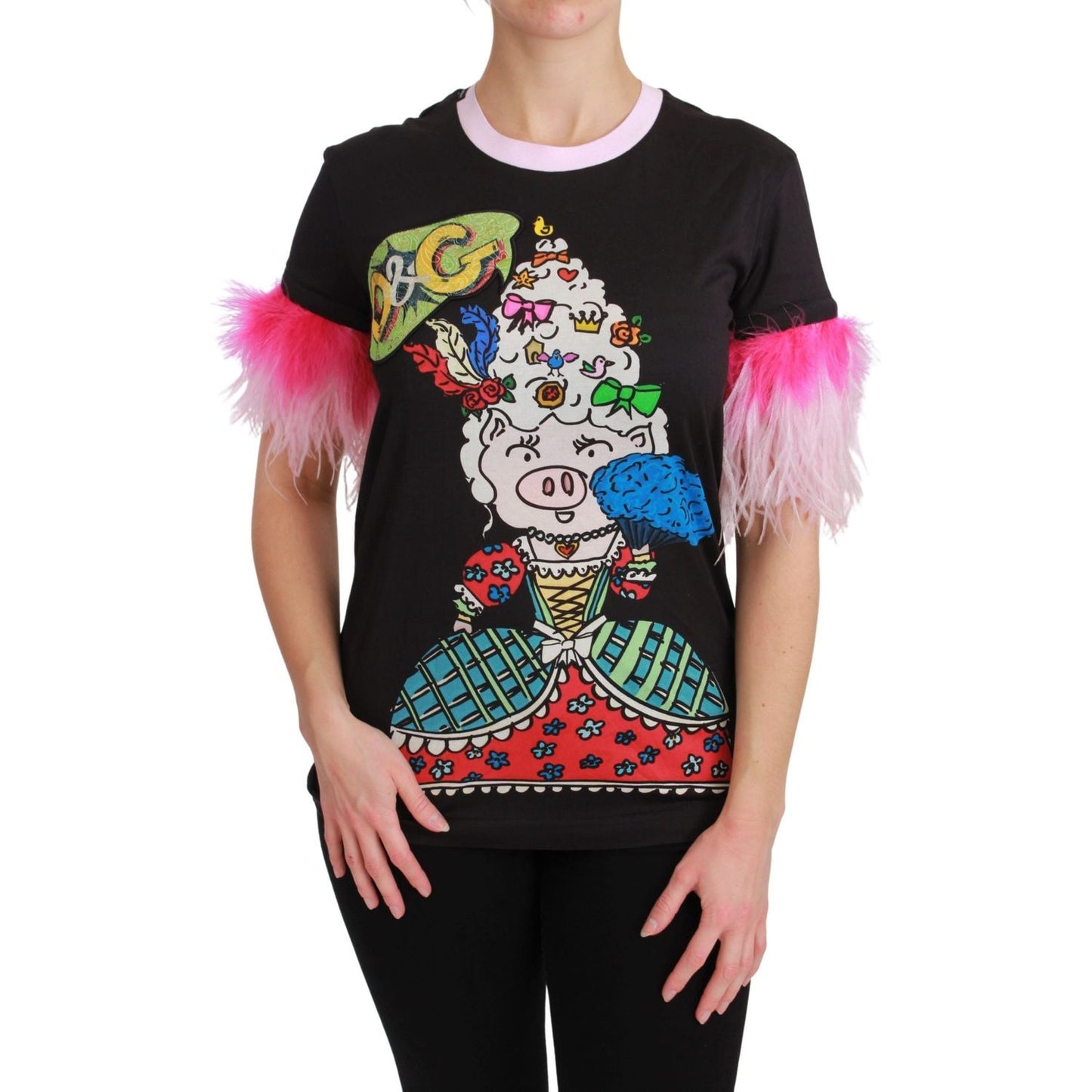Dolce & Gabbana Black YEAR OF THE PIG Top Cotton T-shirt