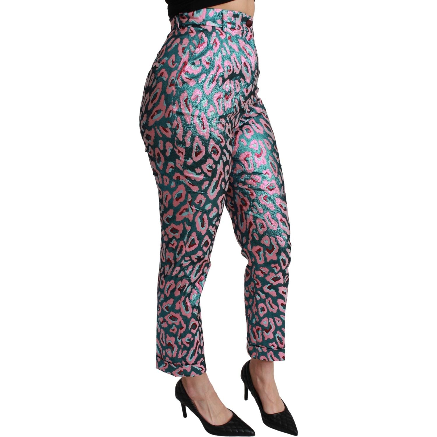 Dolce & Gabbana Multicolor Patterned Cropped High Waist Pants