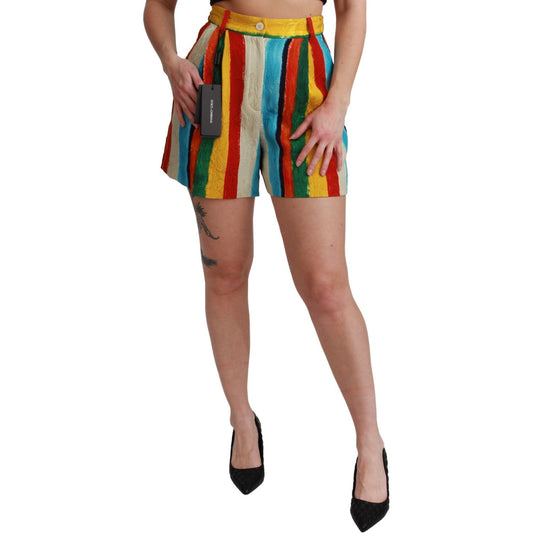 Dolce & Gabbana Multicolor Riga Pittorica Mini Shorts SKI1450-42