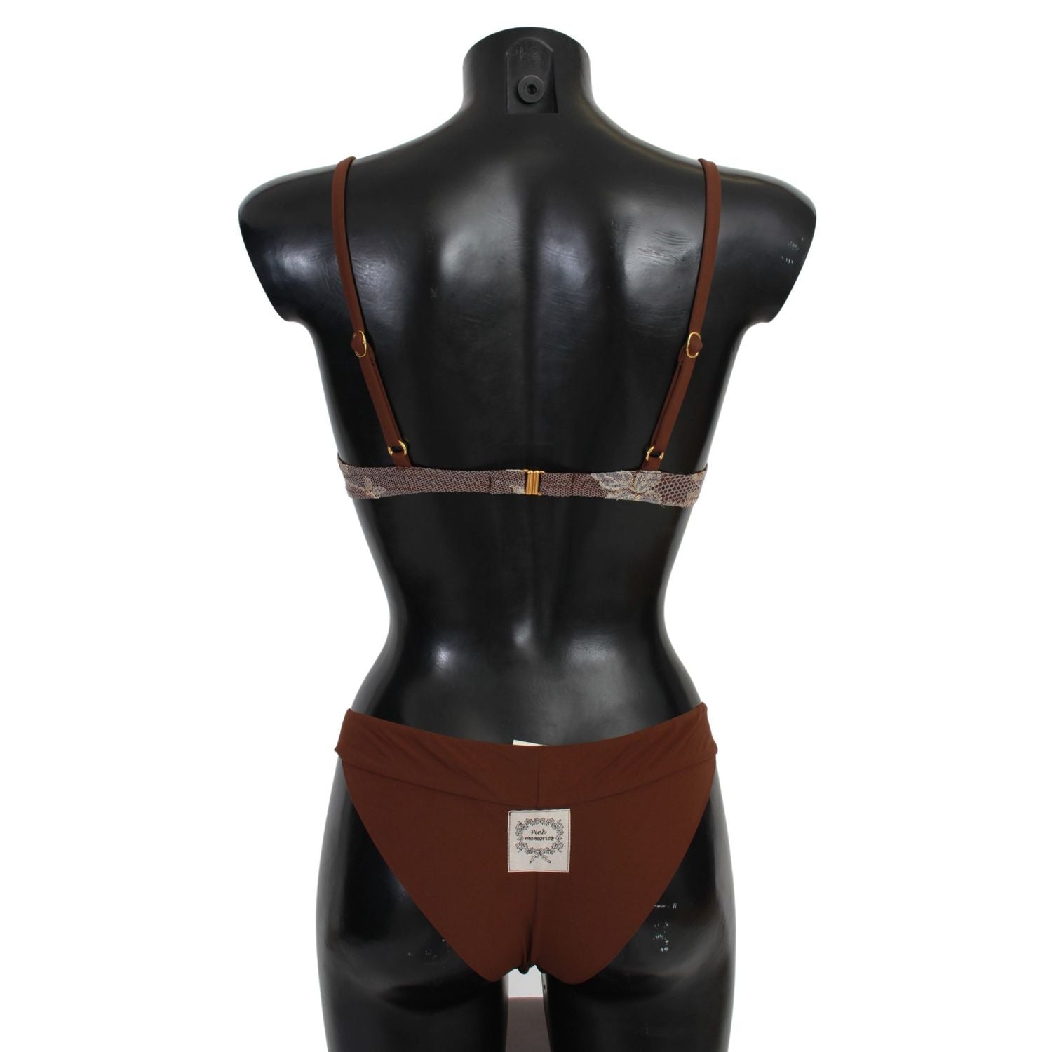 PINK MEMORIES Brown Lace Beachwear Two Piece Bikini Swimsuit