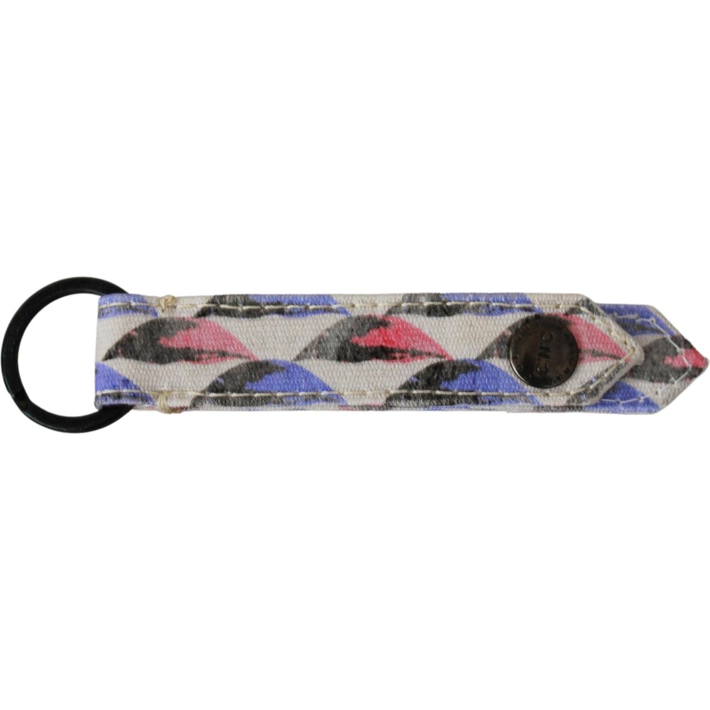 Costume National White Ring Branded Textile Keychain Keychain