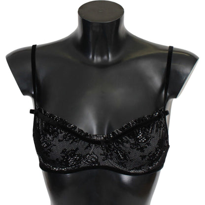 Ermanno Scervino Black Mesh Balconcino Bra Nylon Underwear