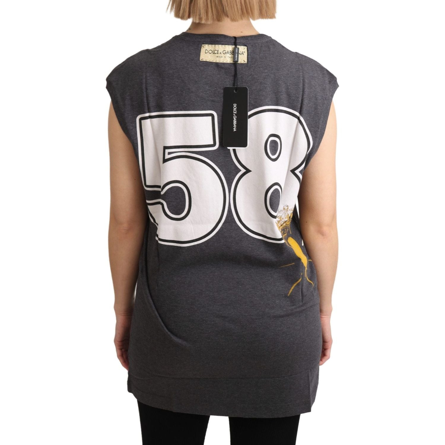 Dolce & Gabbana Gray Cotton L' Amore Top Tank T-shirt
