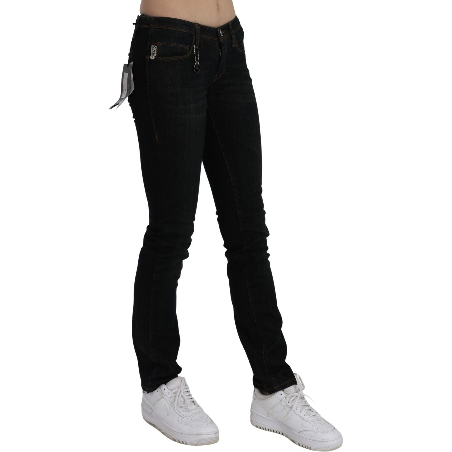 Costume National Black Mid Waist Skinny Denim Cotton Jeans