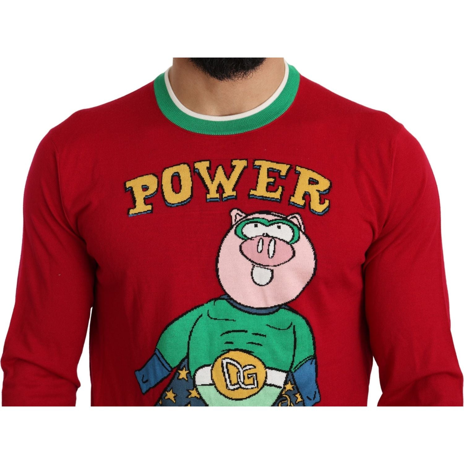 Dolce & Gabbana Red Wool Silk Pig of the Year Sweater