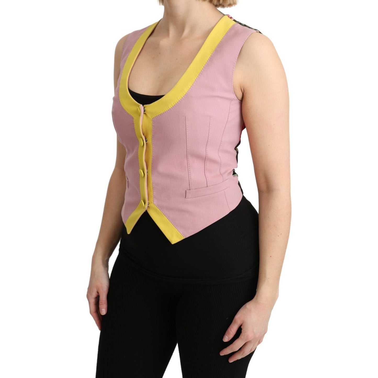 Dolce & Gabbana Pink Sleeveless Waistcoat Vest Cotton Top TSH4851-38