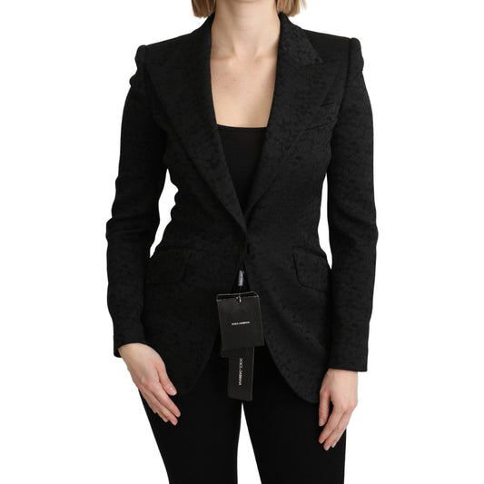 Dolce & Gabbana Black Brocade Single Breasted Blazer Jacket KOS1794-36