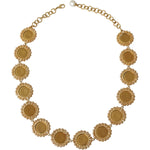 Dolce & Gabbana Red Purple Crystal Floral Chain Statement Gold Brass Necklace SMY10083