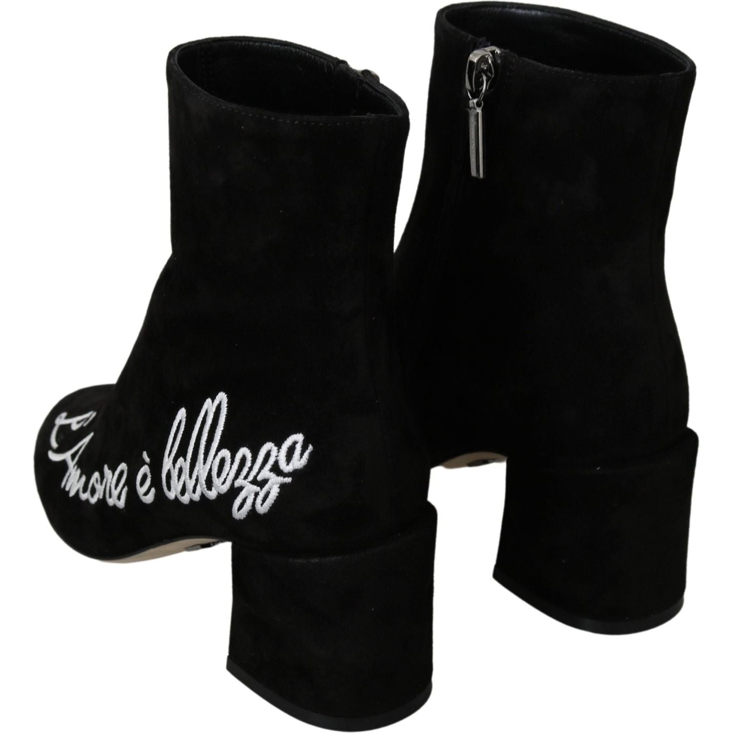 Dolce & Gabbana Black Suede L'Amore E'Bellezza Boots Shoes