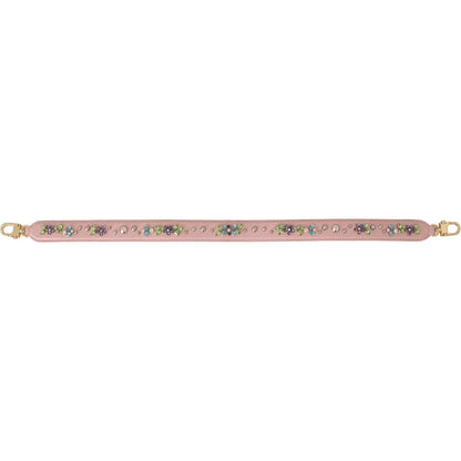 Dolce & Gabbana Pink Leather Crystal Stud Accessory Shoulder Strap