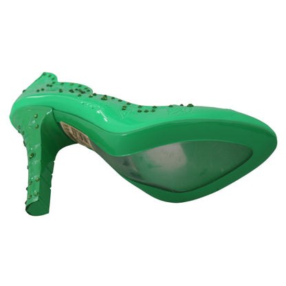 Dolce & Gabbana Green Crystal Floral Heels CINDERELLA Shoes