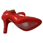 Dolce & Gabbana Red Floral Crystal CINDERELLA Heels Shoes