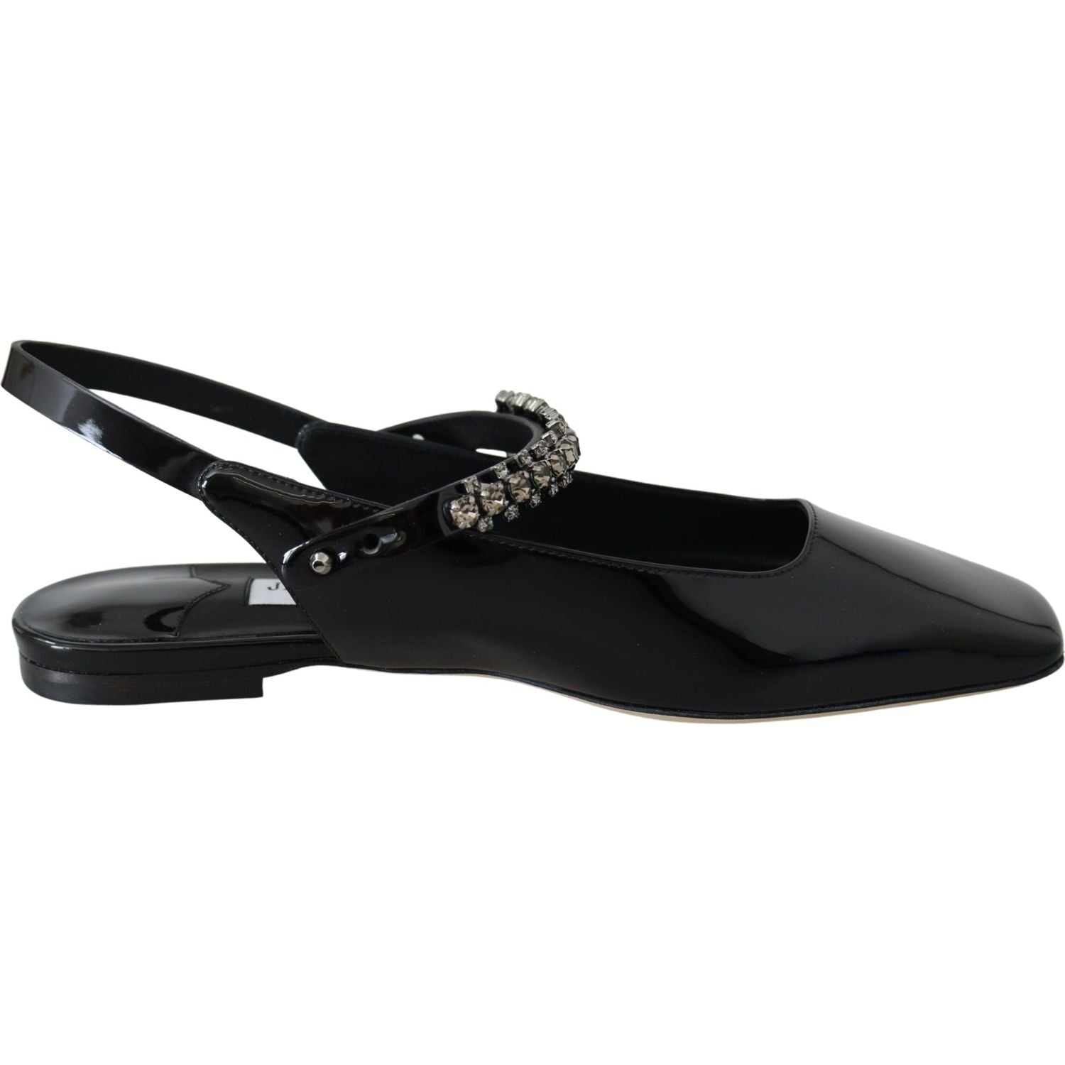 Jimmy Choo Black Patent Leather Mahdis Flat Shoes