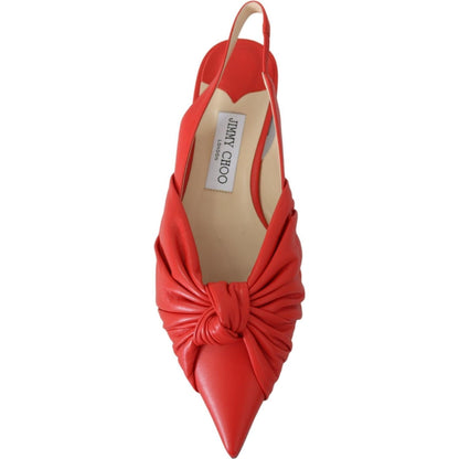 Jimmy Choo Annabell Flat Nap Chilli Leather Flat Shoes Shoes