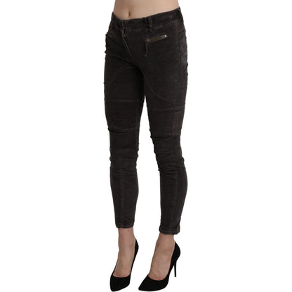 Ermanno Scervino Brown Velvet Capri Cropped Cotton Pants