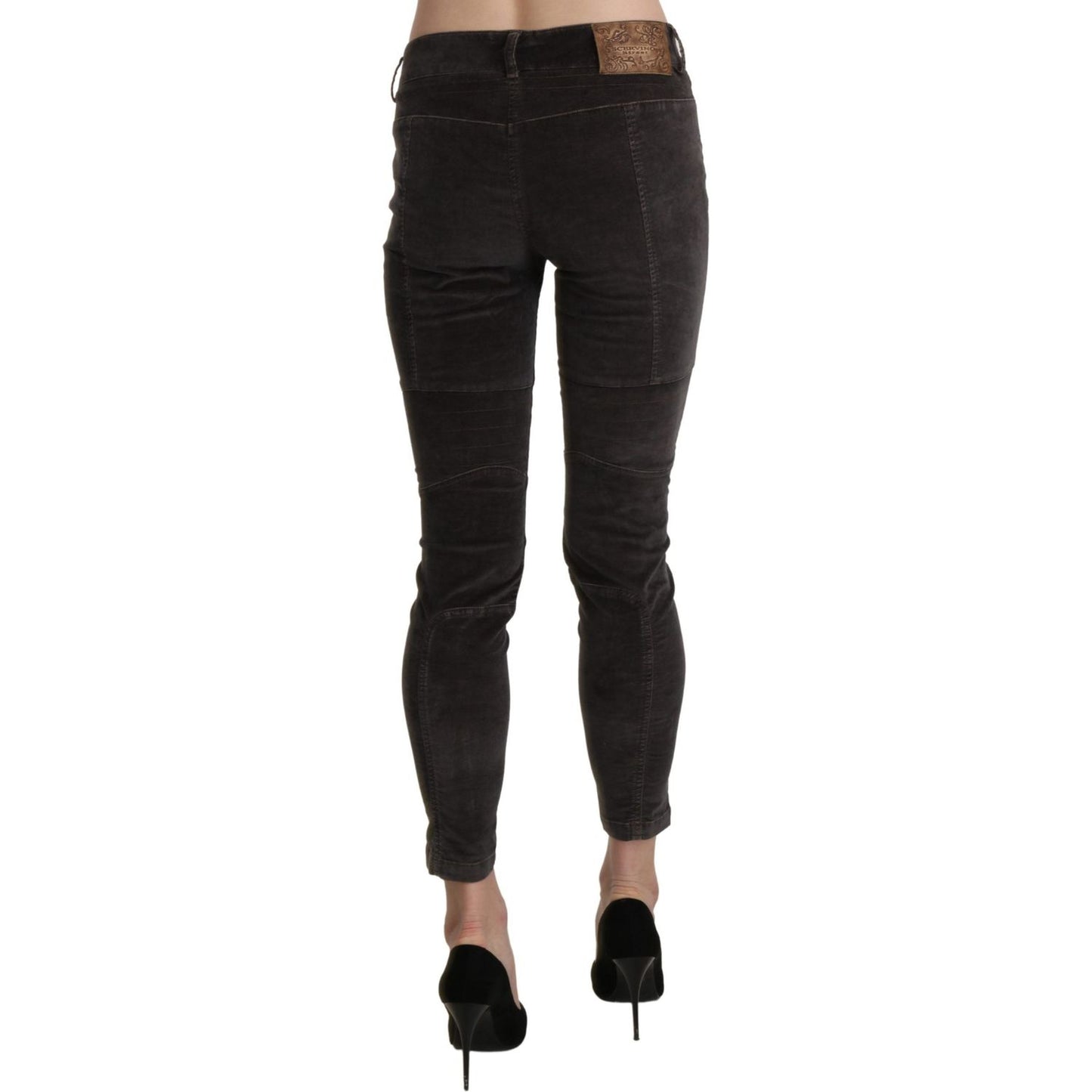 Ermanno Scervino Brown Velvet Capri Cropped Cotton Pants