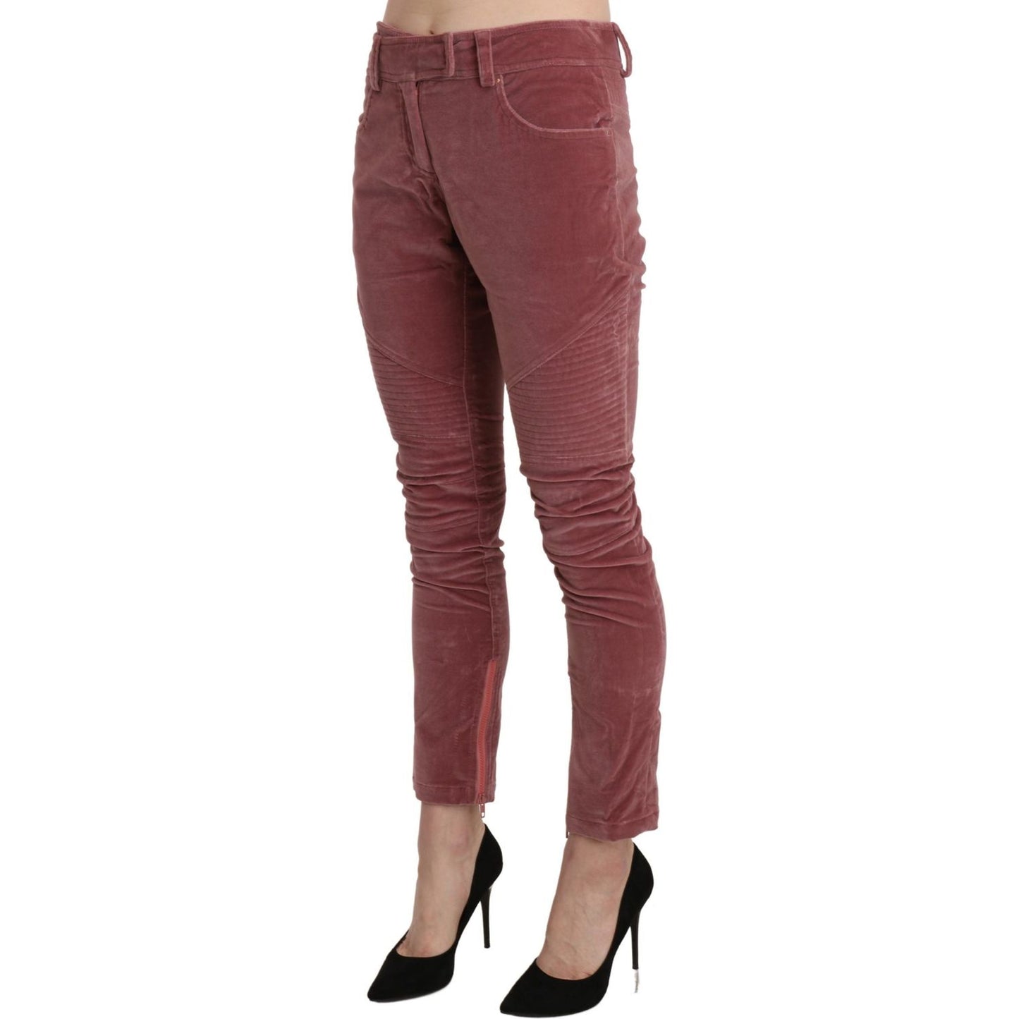 Ermanno Scervino Red Mid Waist Skinny Cotton Pants