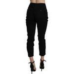 Acht Chic High Waist Cropped Black Jeans Jeans & Pants Acht Black