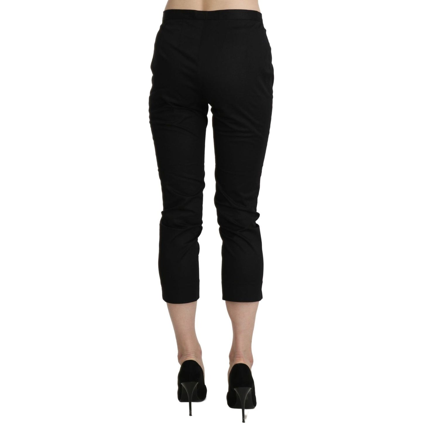 BENCIVENGA Black High Waist Skinny Cropped Dress Trouser Pants Jeans & Pants
