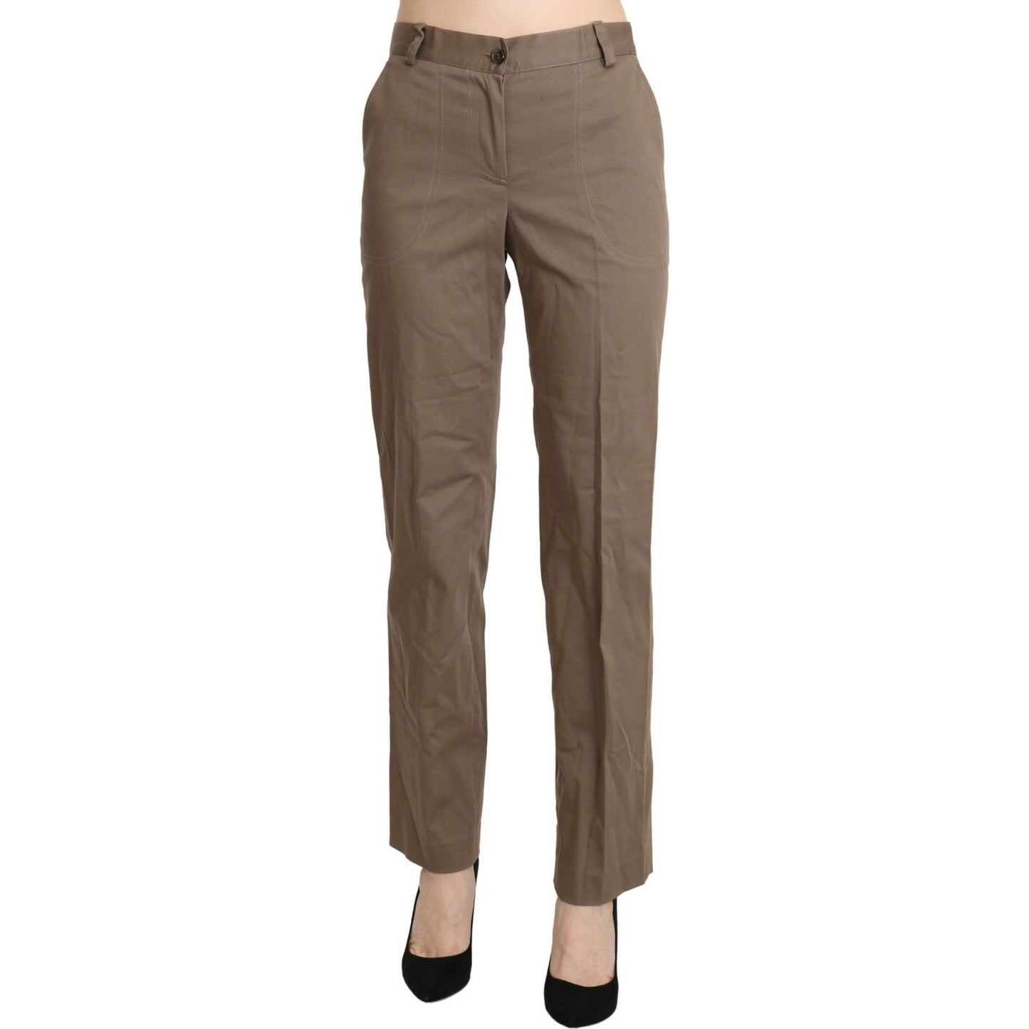 BENCIVENGA Brown High Waist Straight Dress Trouser Pants