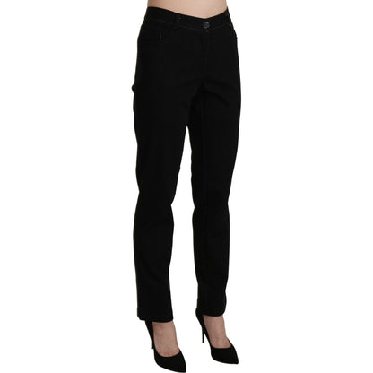 BENCIVENGA Black High Waist Straight Casual Trouser Pant Jeans & Pants