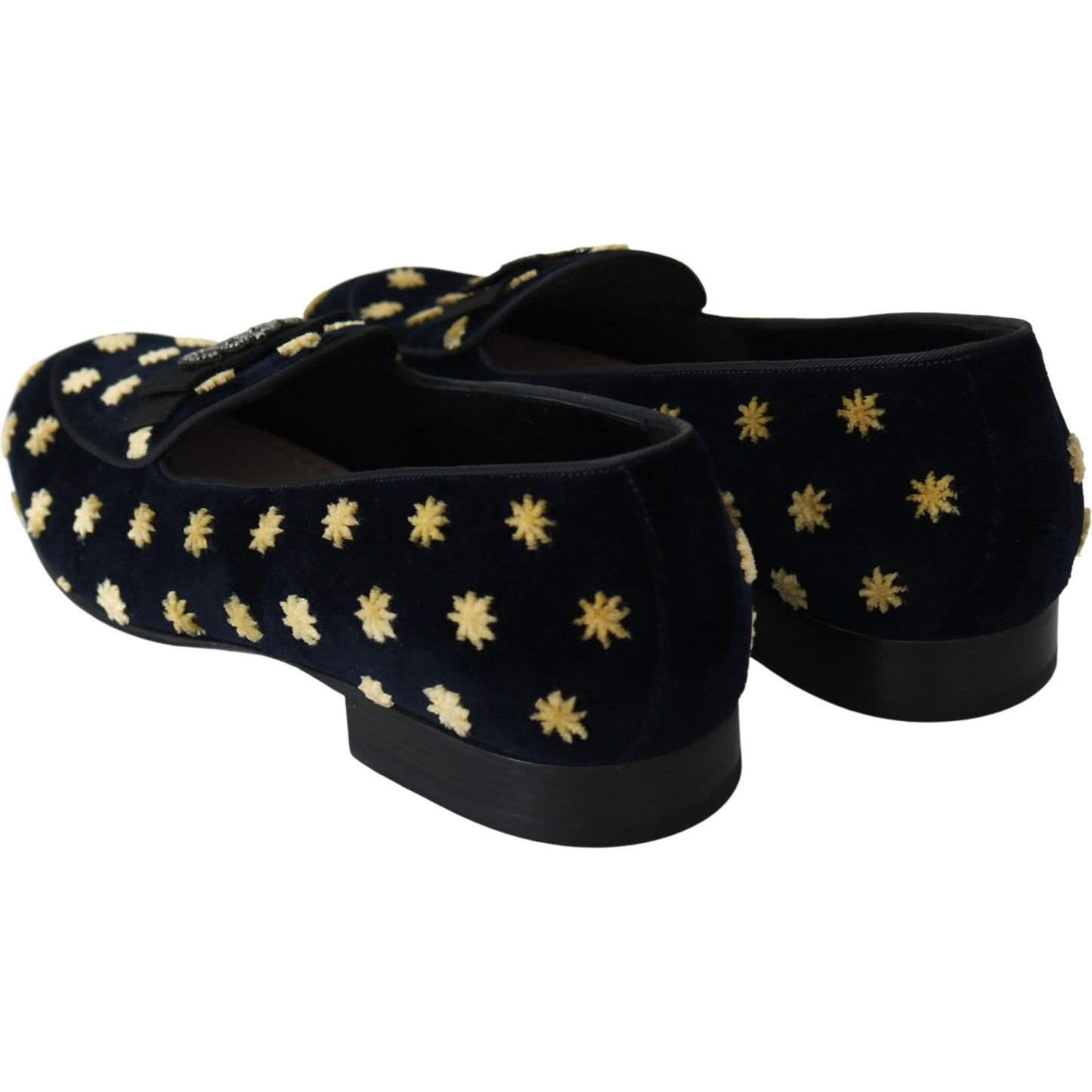 Dolce & Gabbana Blue Velvet Crown Slippers Loafers Shoes