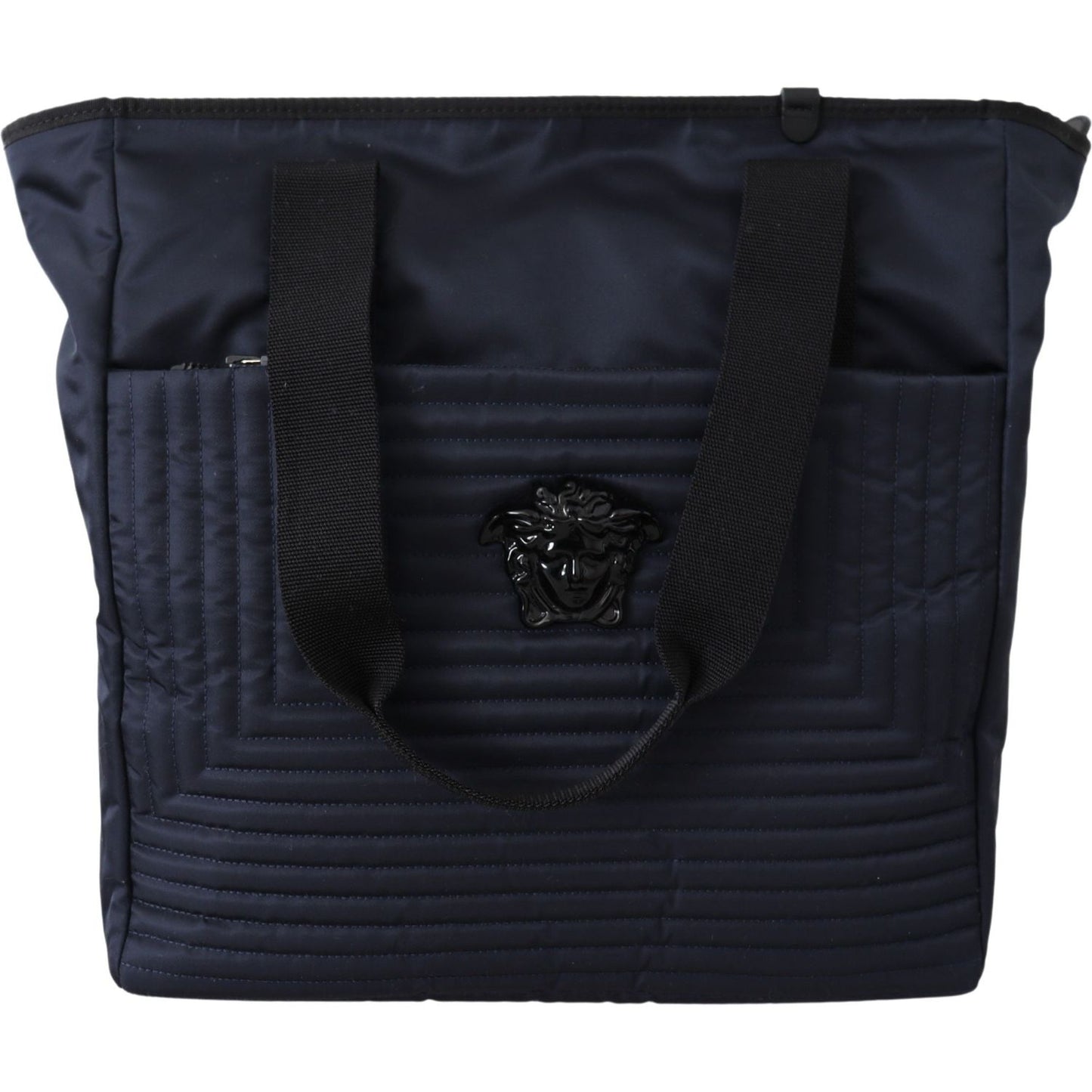 Versace Elegant Blue Nylon Tote Bag