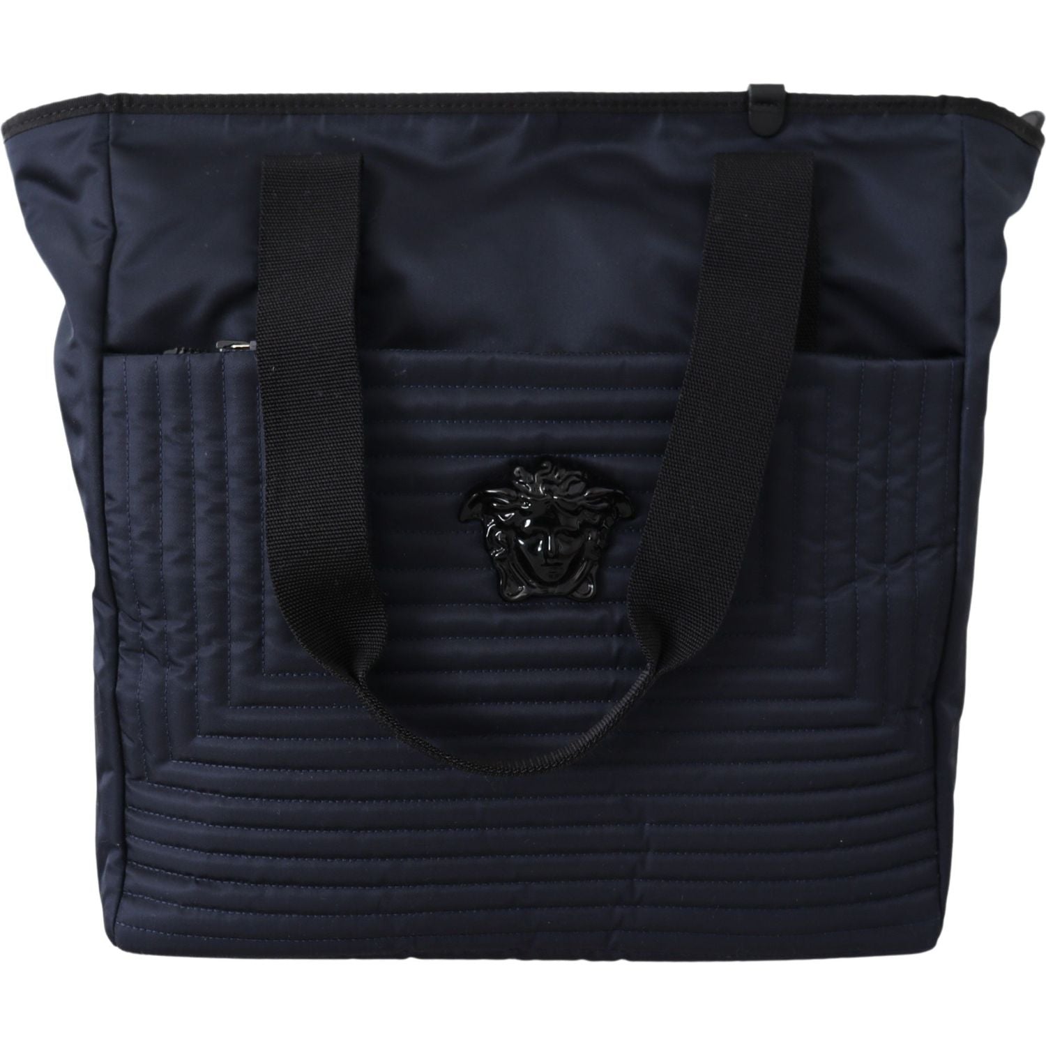 Versace Elegant Blue Nylon Tote Bag