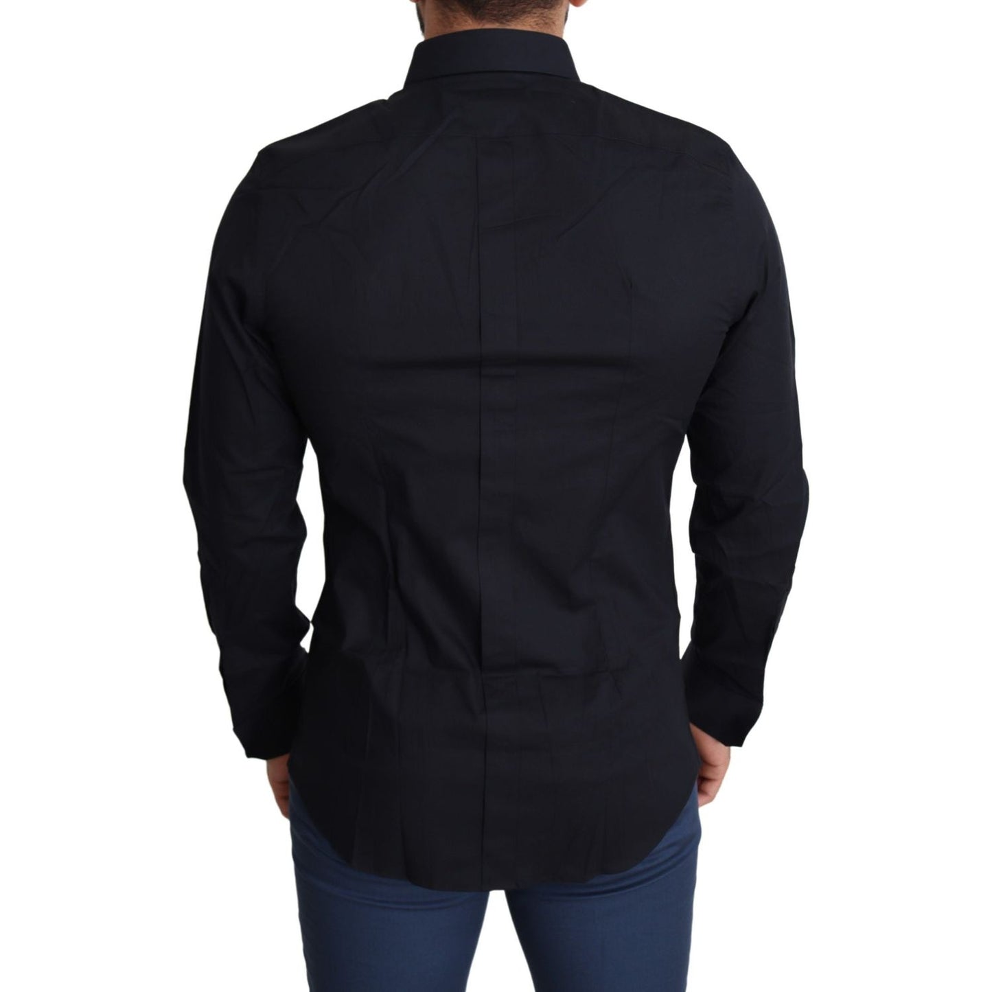 Dolce & Gabbana Blue Cotton Formal GOLD Dress Shirt