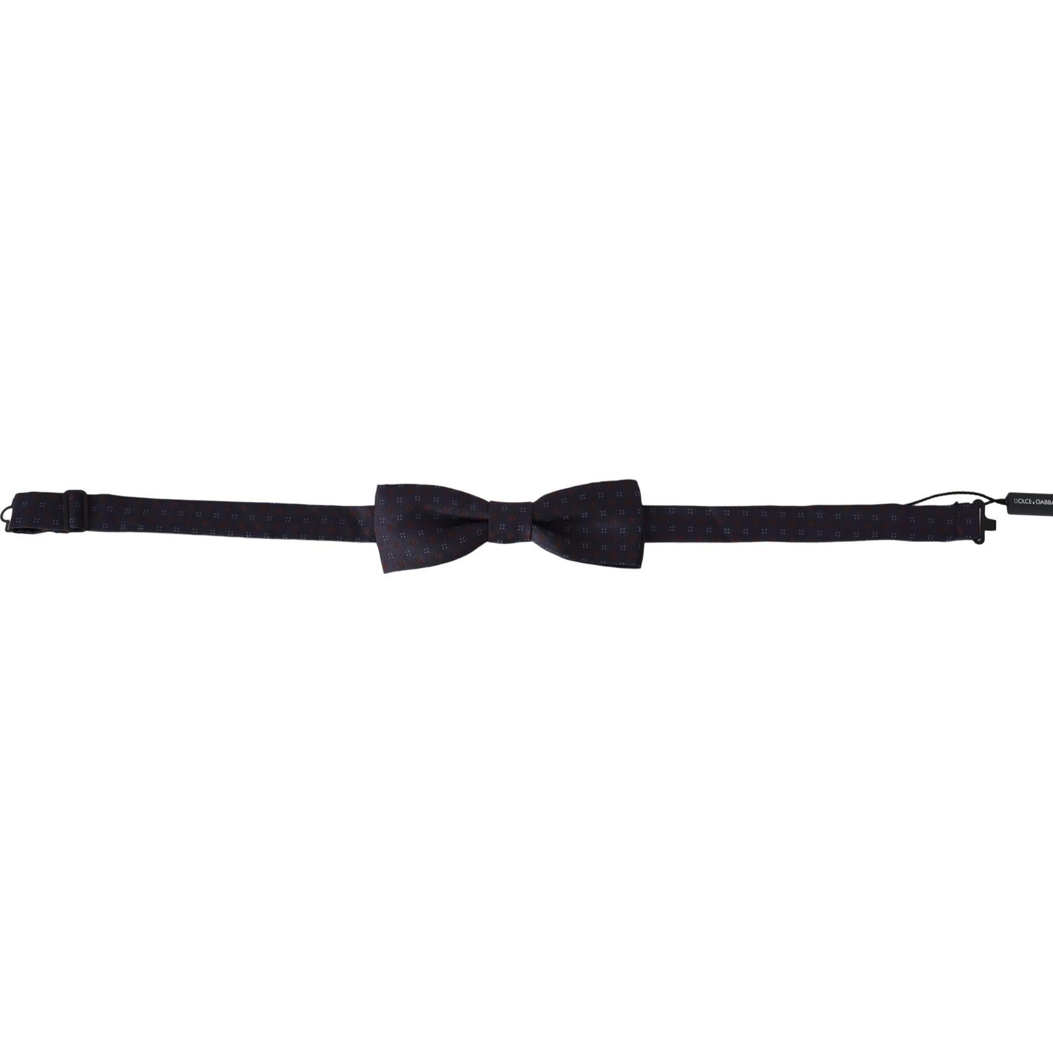 Dolce & Gabbana Gray Pattern Silk Adjustable Neck Papillon Bow Tie