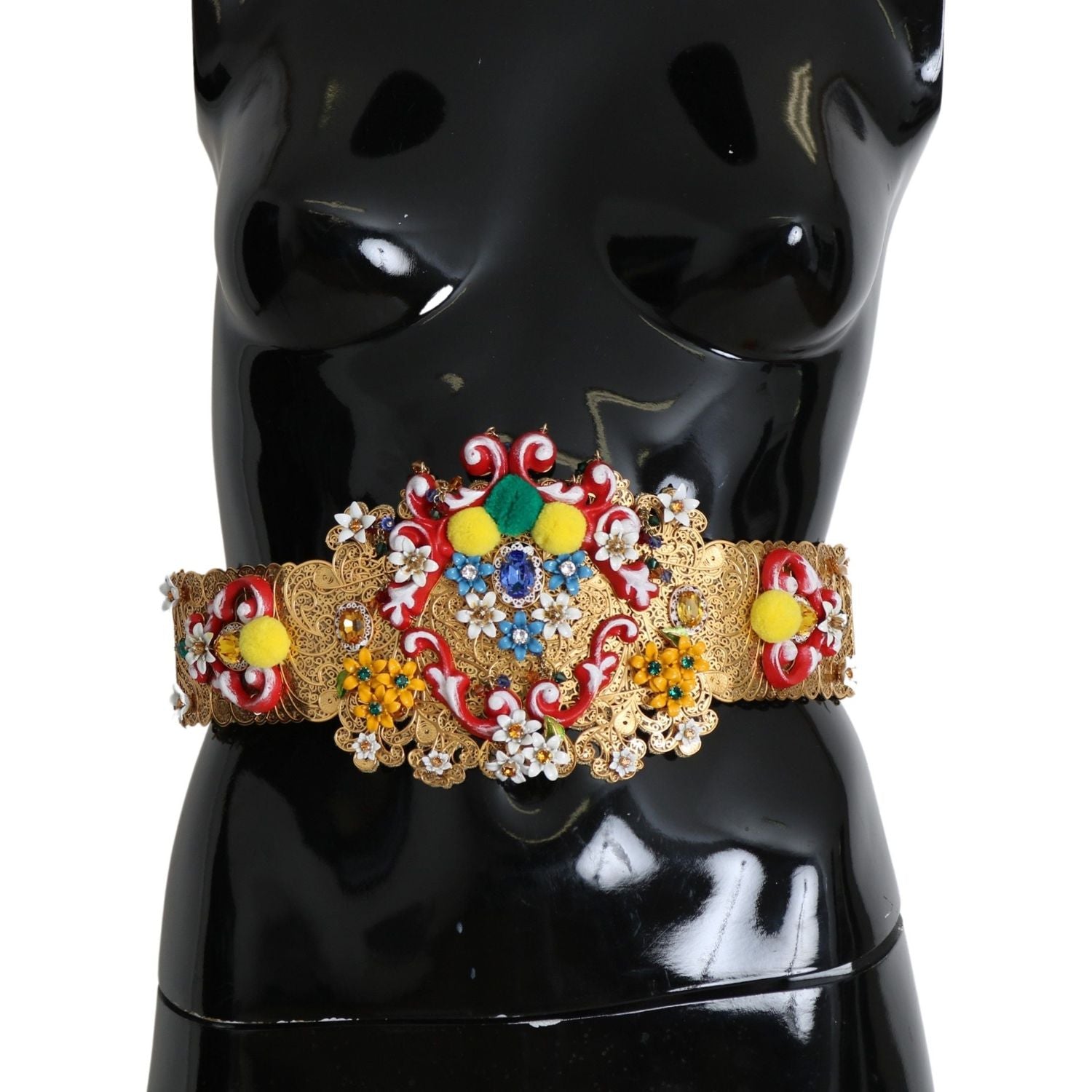 Dolce & Gabbana multicolor Embellished Floral Crystal Wide Waist Belt