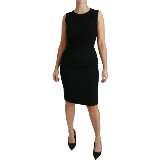 Dolce & Gabbana Black Floral Lace Sheath Gown Dress DR2166-38