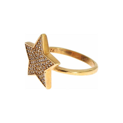 Nialaya Star Gold 925 Silver Womens Clear Ring Ring