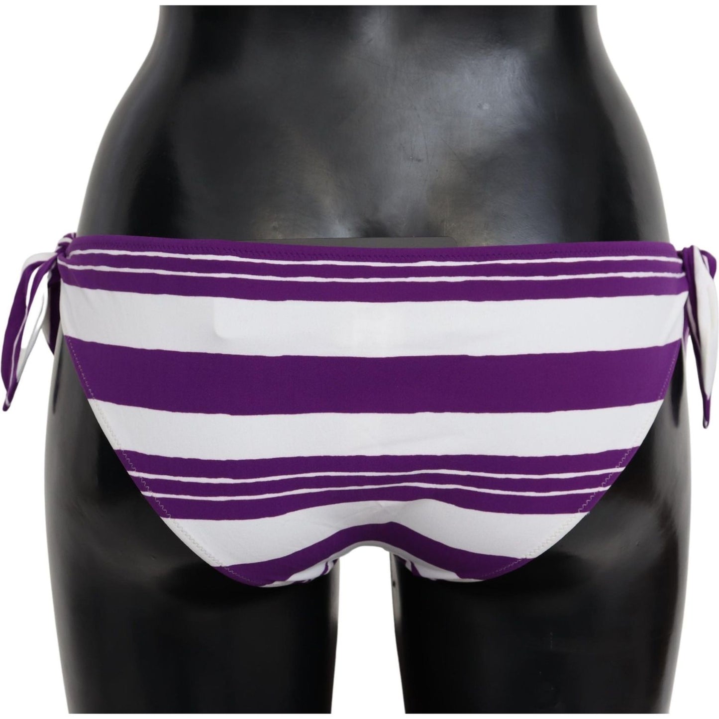 Dolce & Gabbana Purple White Stripes Beachwear Bikini Bottom