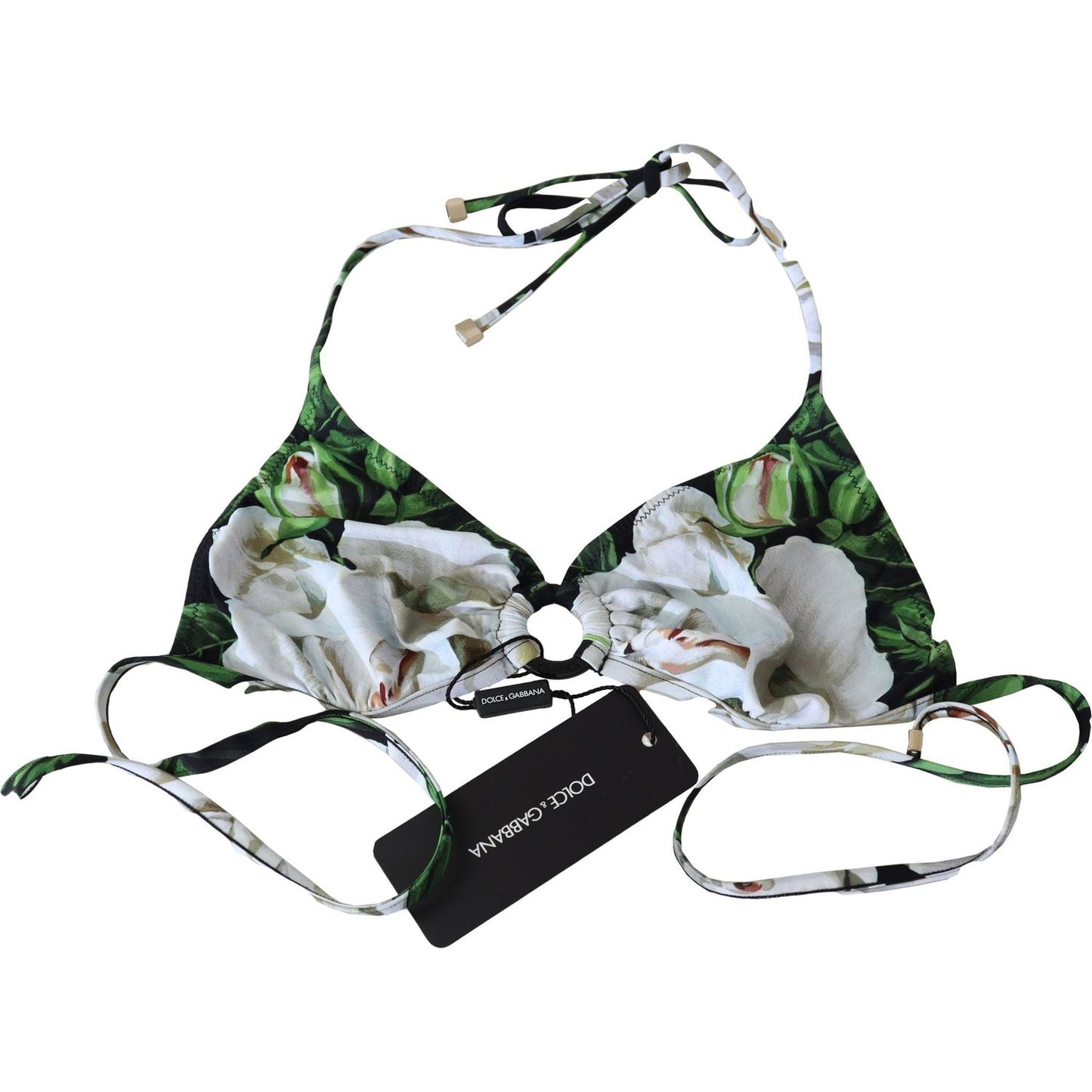 Dolce & Gabbana Multicolor Floral Print Halter Swimwear Bikini Top