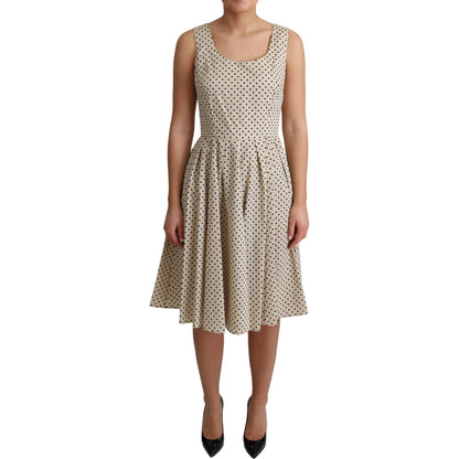 Dolce & Gabbana Beige Polka Dotted Cotton A-Line Dress Dresses