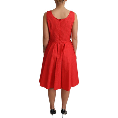 Dolce & Gabbana Red Polka Dotted Cotton A-Line Dress