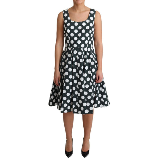 Dolce & Gabbana Green Polka Dotted Cotton A-Line Dress