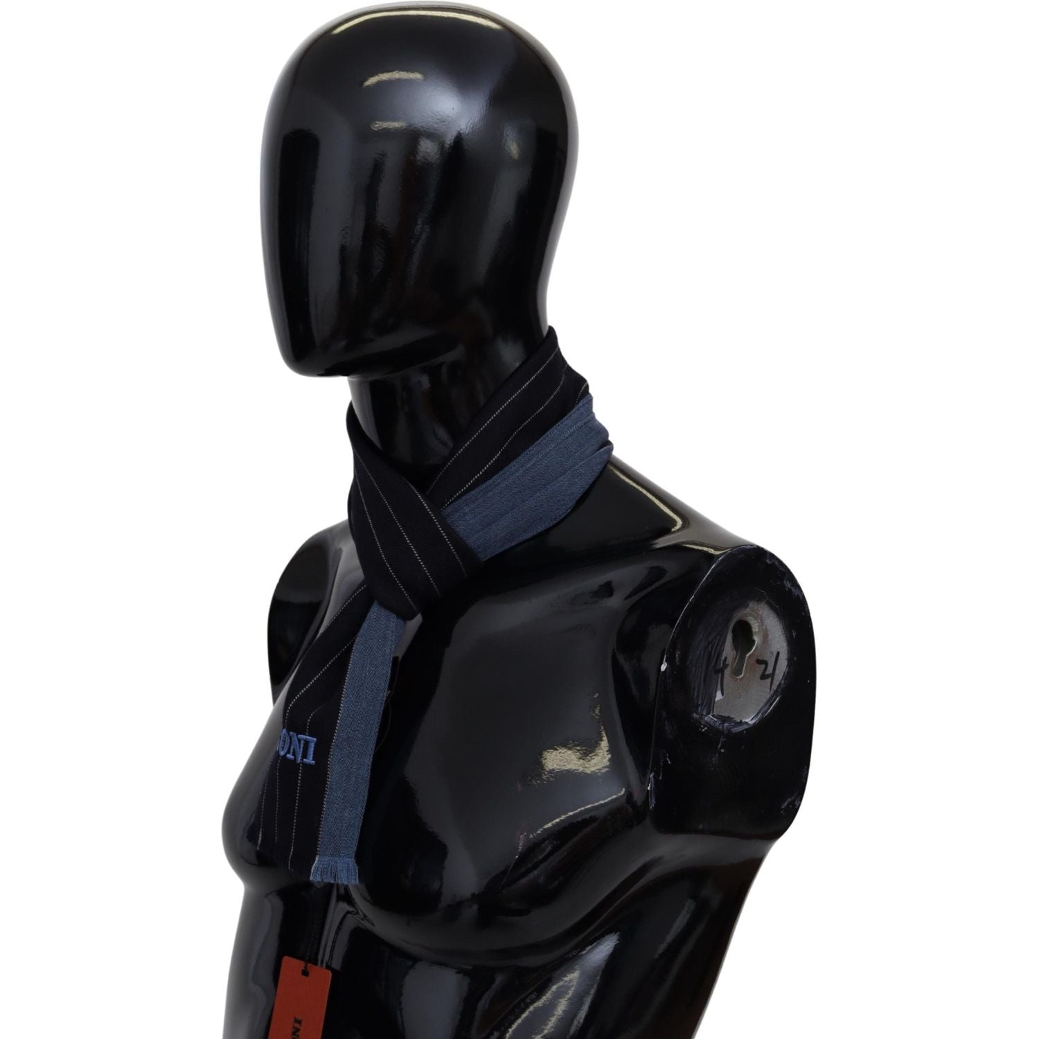 Missoni Black Blue Striped Wool Unisex Wrap scarf