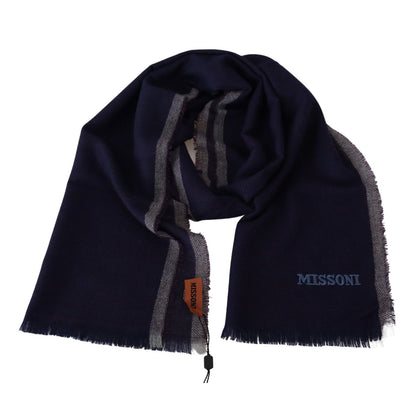 Missoni Multicolor Striped Wool Unisex Wrap Fringes Scarf