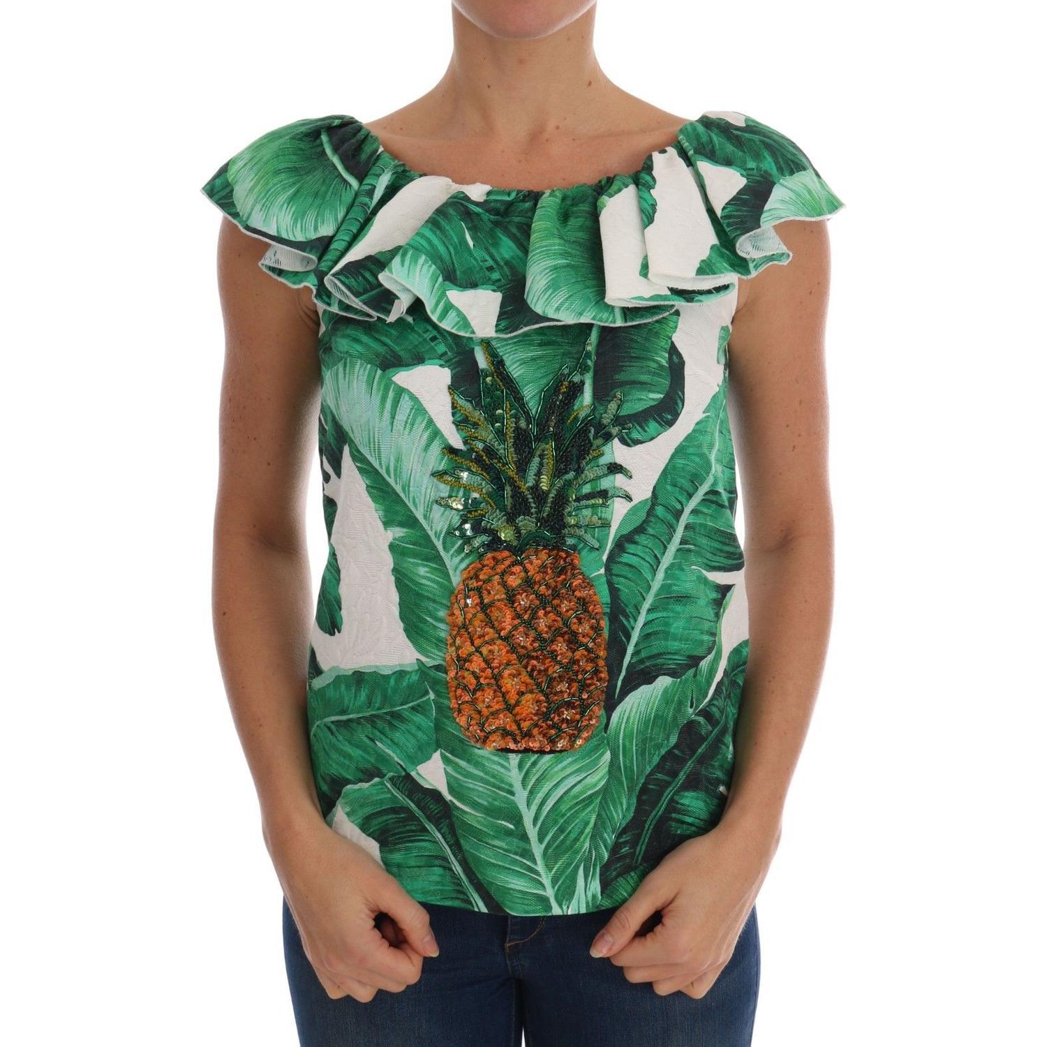 Dolce & Gabbana Pineapple Banana Sequins Blouse T-shirt