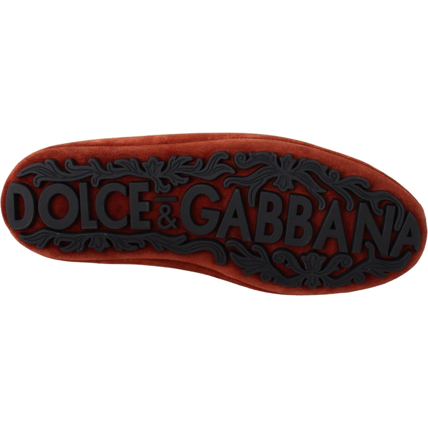 Dolce & Gabbana Orange Leather Crystal Crown  Loafers Shoes