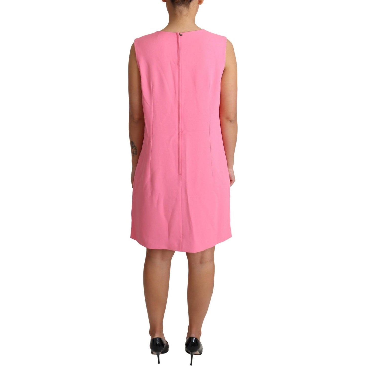 Dolce & Gabbana Pink Shift Sleeveless Knee Length Dress DR28008-IT44