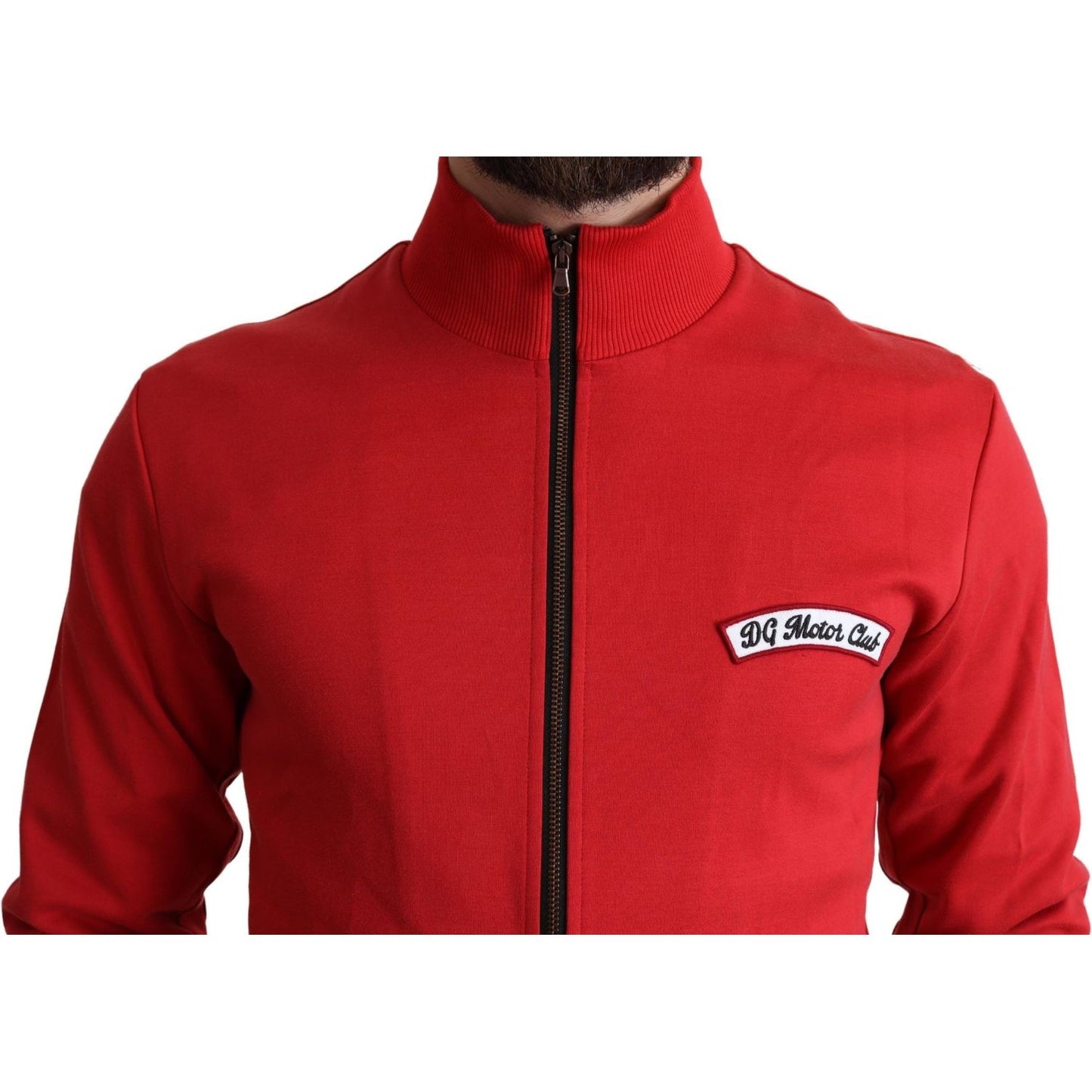 Dolce & Gabbana Red DG Motor Club Zippered Cardigan Sweater