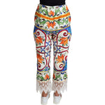 Dolce & Gabbana Majolica High Waist Cropped Trousers Dolce & Gabbana Gray