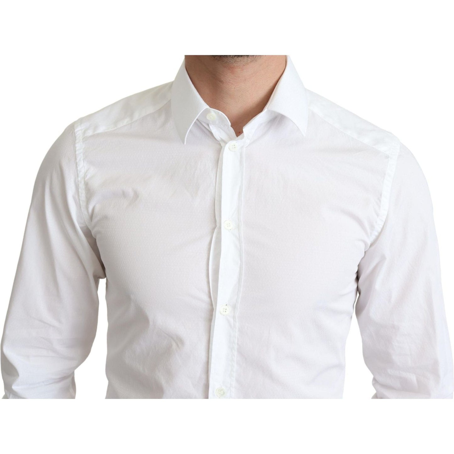 Dolce & Gabbana White Cotton Long Sleeves Men Formal Shirt