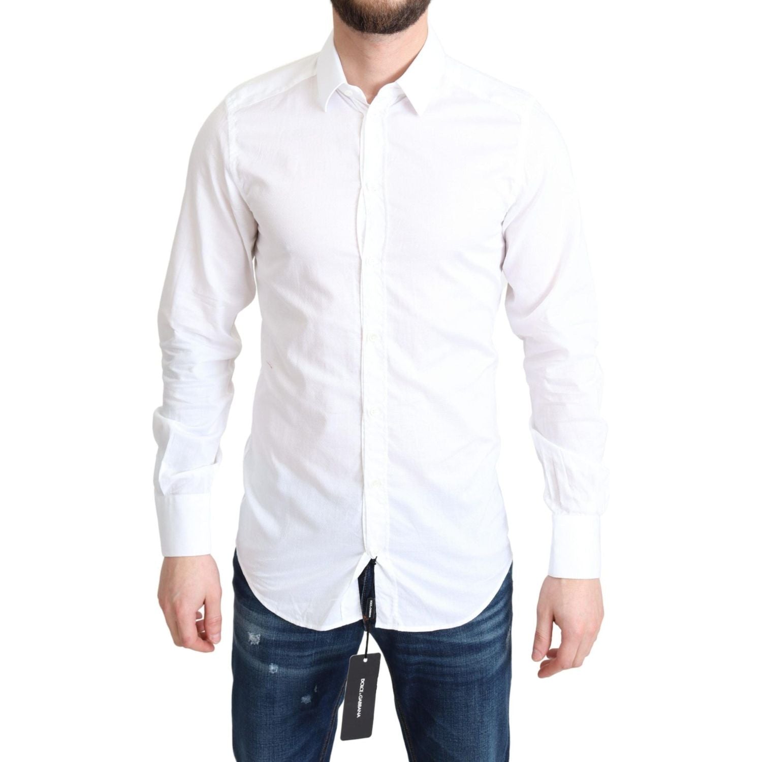 Dolce & Gabbana White Cotton Long Sleeves Formal Shirt