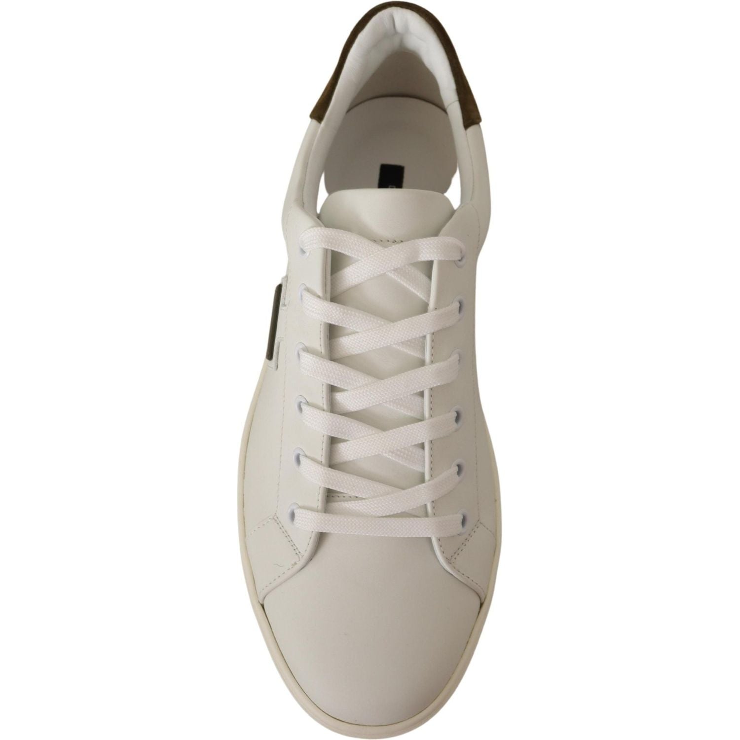 Dolce & Gabbana White Suede Leather Mens Low Tops Sneakers
